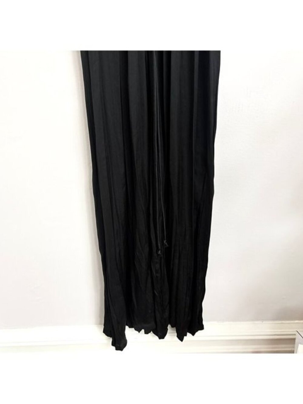 NWT Zara Black Satin Effect Floor Length Black Sleeveless Jumpsuit - Sz XS - Picture 10 of 12